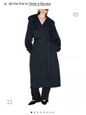 SKIMS Classic Black Long boyfriend fleece Trench Coat with Belt